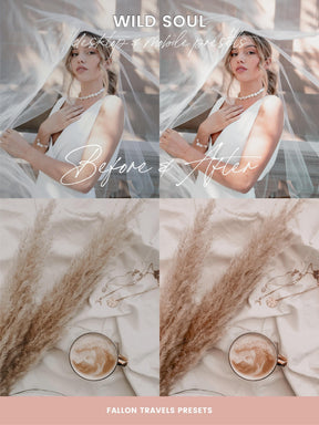 5 Wild Soul Lightroom Mobile & Desktop Presets, Soft Blush Pink Instagram Filter for Valentines Photo, Dreamy Pastel Tones iPhone Preset