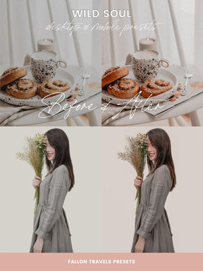 5 Wild Soul Lightroom Mobile & Desktop Presets, Soft Blush Pink Instagram Filter for Valentines Photo, Dreamy Pastel Tones iPhone Preset