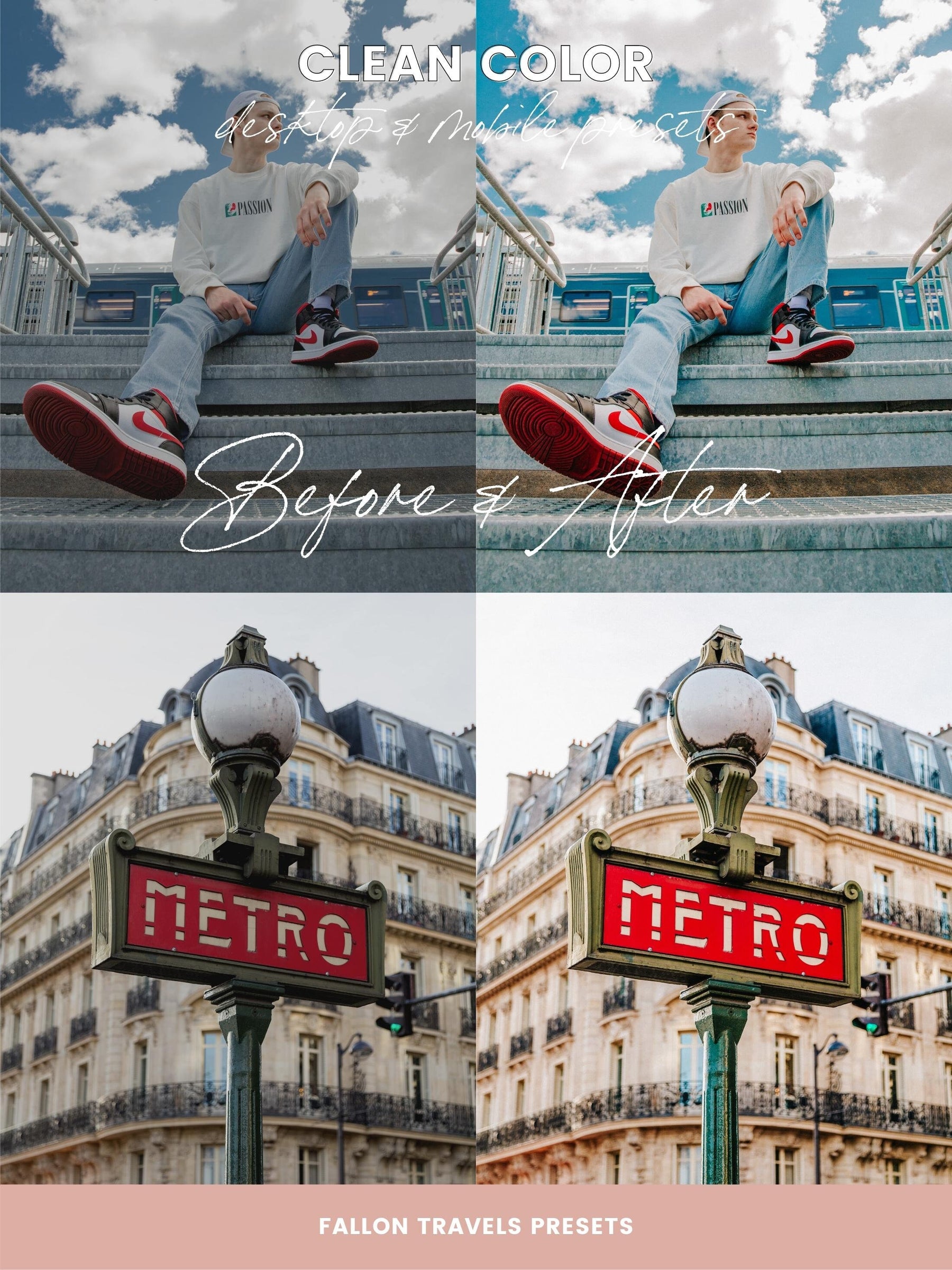 5 Clean Color Lightroom Mobile & Desktop Presets, Vibrant iPhone Editing for Instagram Blogger, Bright Vivid Summer Travel Photo Filter