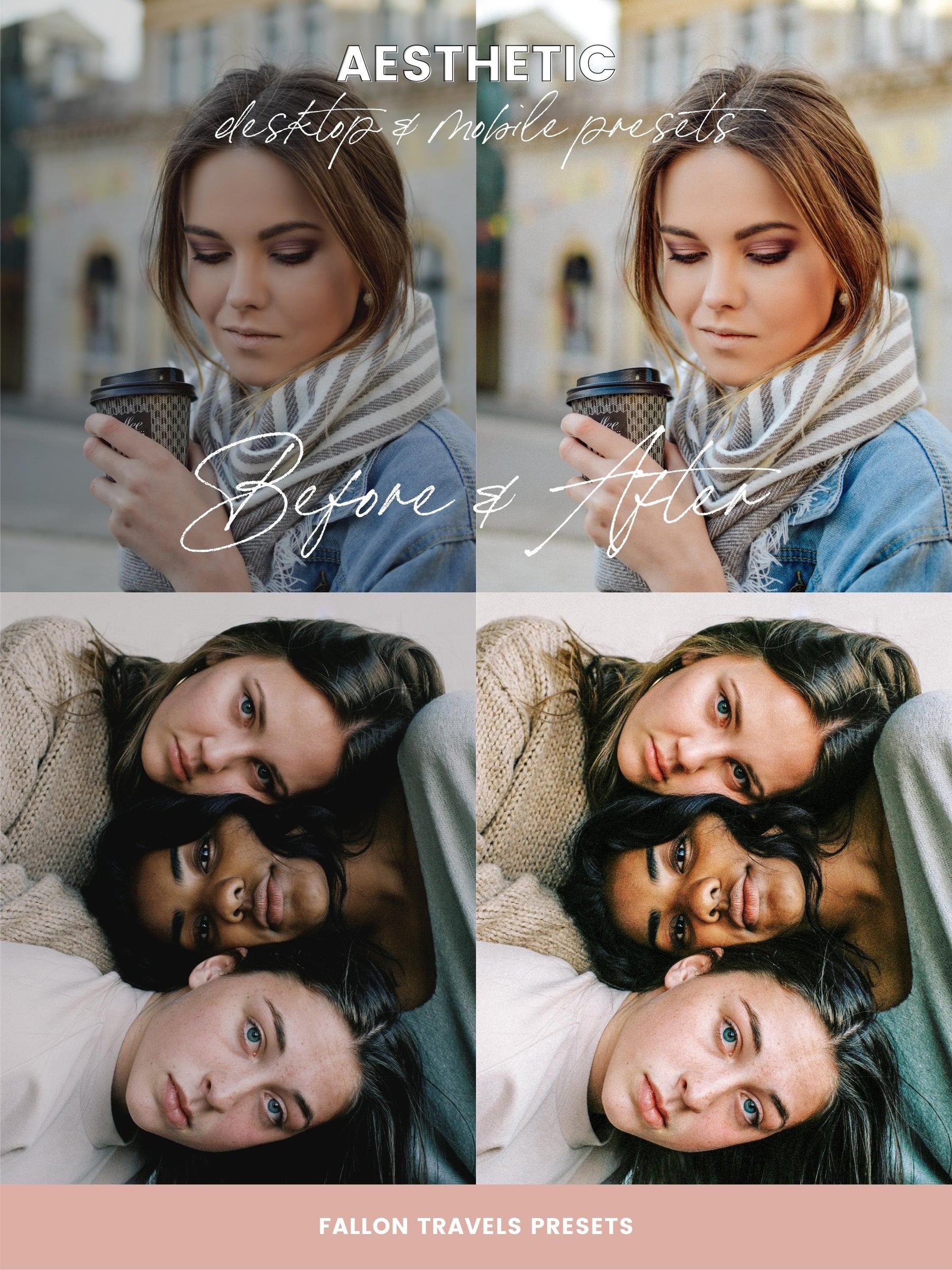 5 Aesthetic Mobile & Desktop Lightroom Presets, Natural Clean Beige Tones Photo Editing for Blogger, That Girl Instagram Influencer Filter