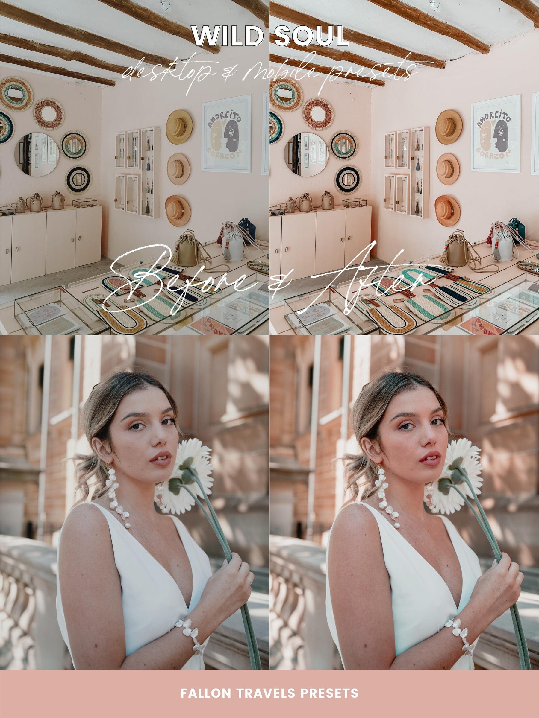 5 Wild Soul Lightroom Mobile & Desktop Presets, Soft Blush Pink Instagram Filter for Valentines Photo, Dreamy Pastel Tones iPhone Preset