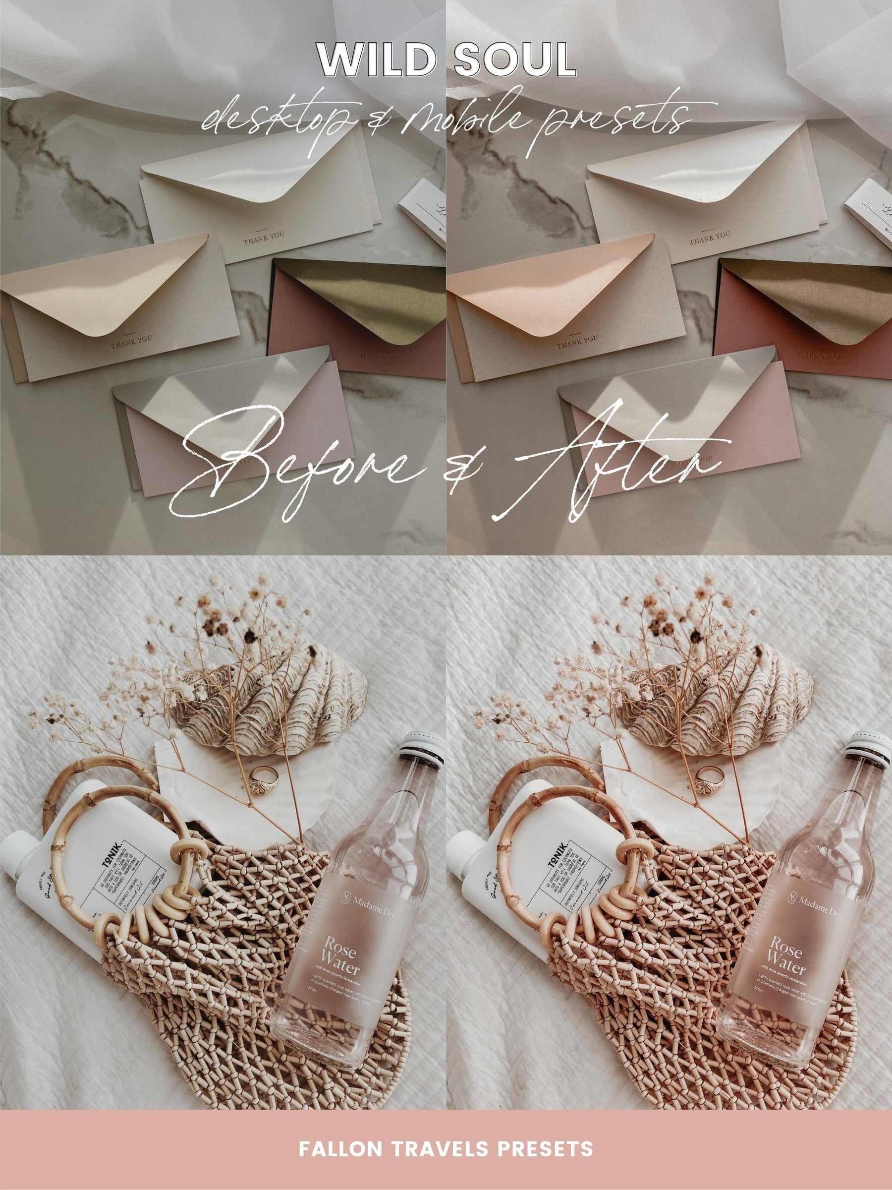 5 Wild Soul Lightroom Mobile & Desktop Presets, Soft Blush Pink Instagram Filter for Valentines Photo, Dreamy Pastel Tones iPhone Preset