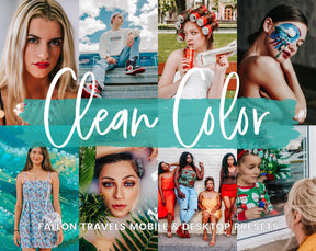 5 Clean Color Lightroom Mobile & Desktop Presets, Vibrant iPhone Editing for Instagram Blogger, Bright Vivid Summer Travel Photo Filter