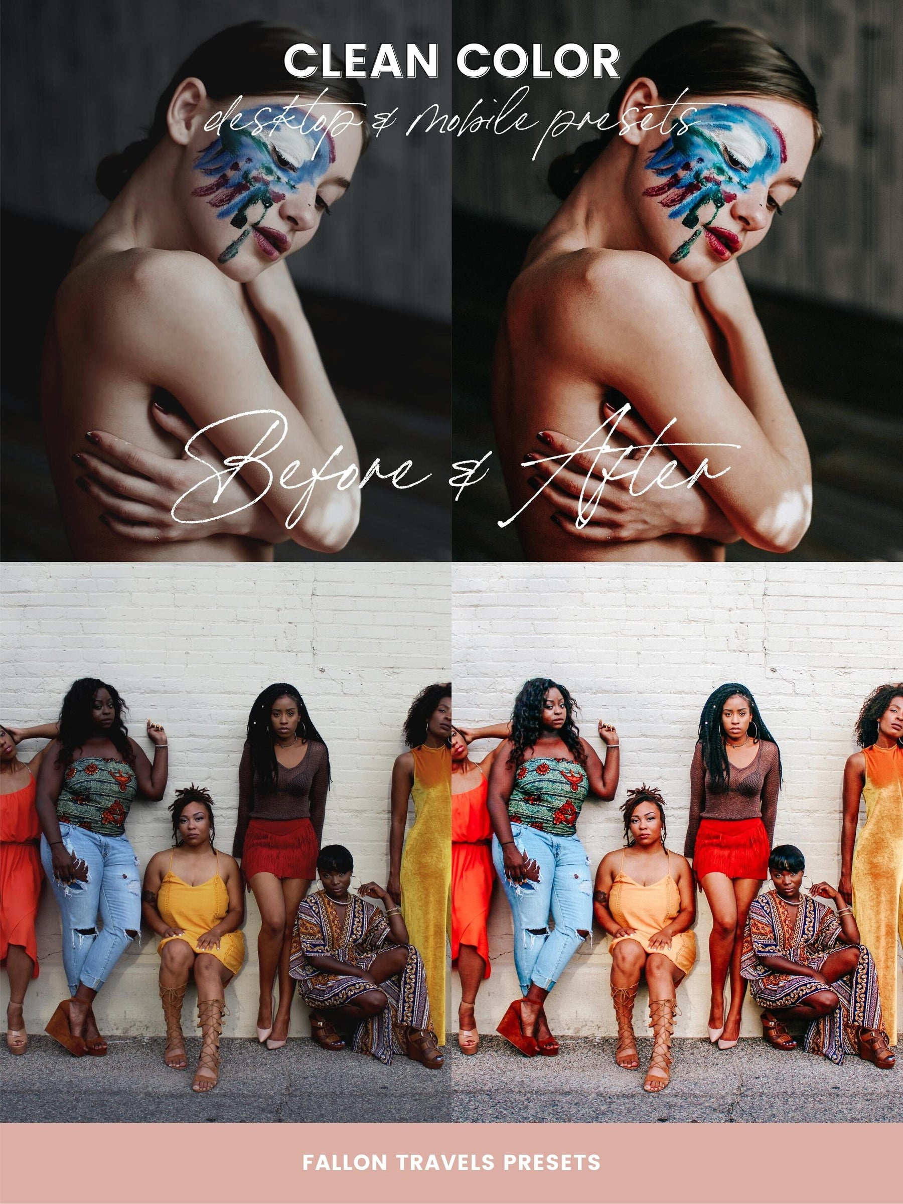 5 Clean Color Lightroom Mobile & Desktop Presets, Vibrant iPhone Editing for Instagram Blogger, Bright Vivid Summer Travel Photo Filter