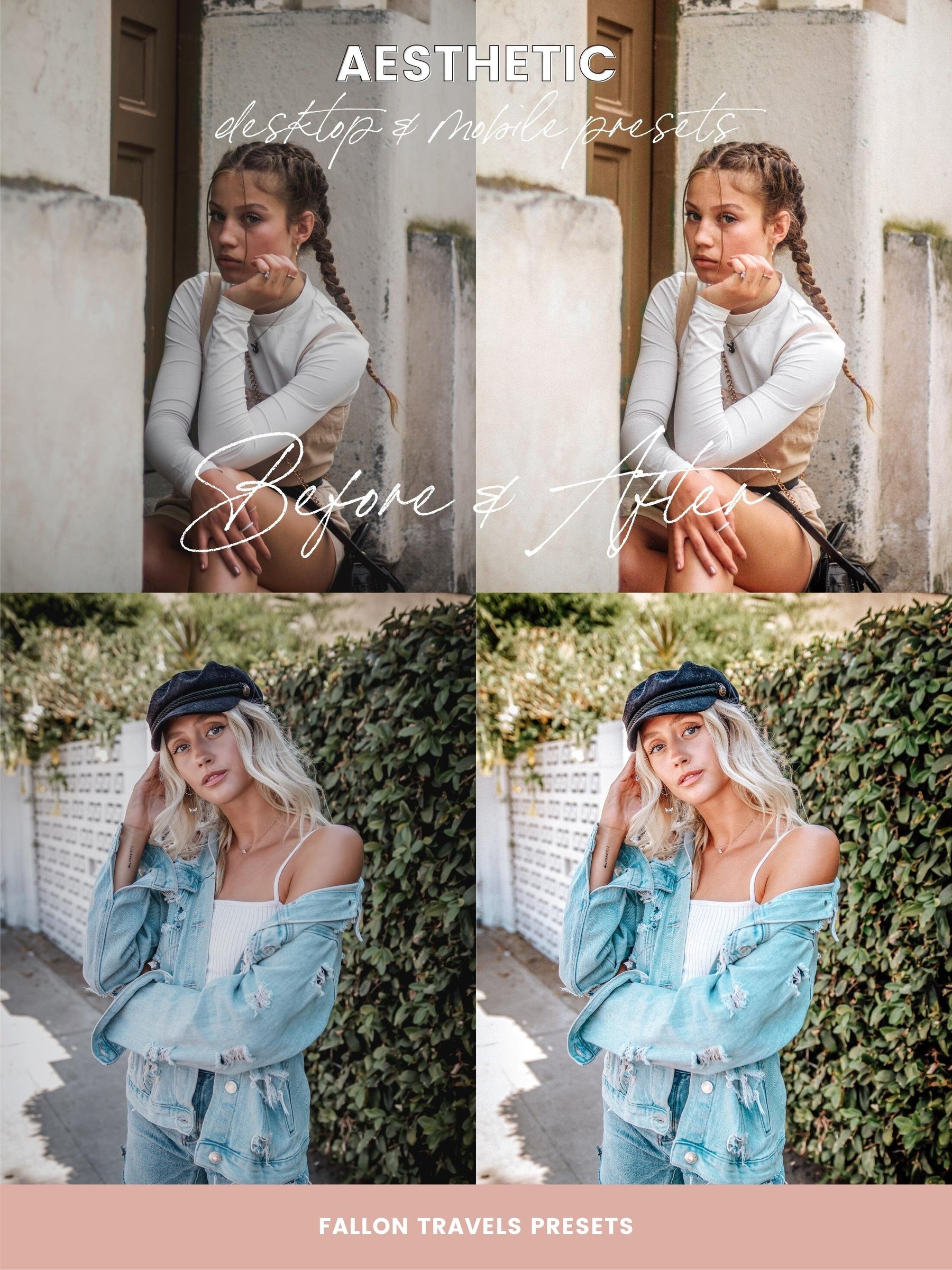 5 Aesthetic Mobile & Desktop Lightroom Presets, Natural Clean Beige Tones Photo Editing for Blogger, That Girl Instagram Influencer Filter